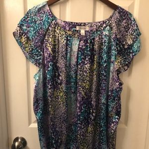 Dress Barn Turquoise, Purple Patterned Blouse